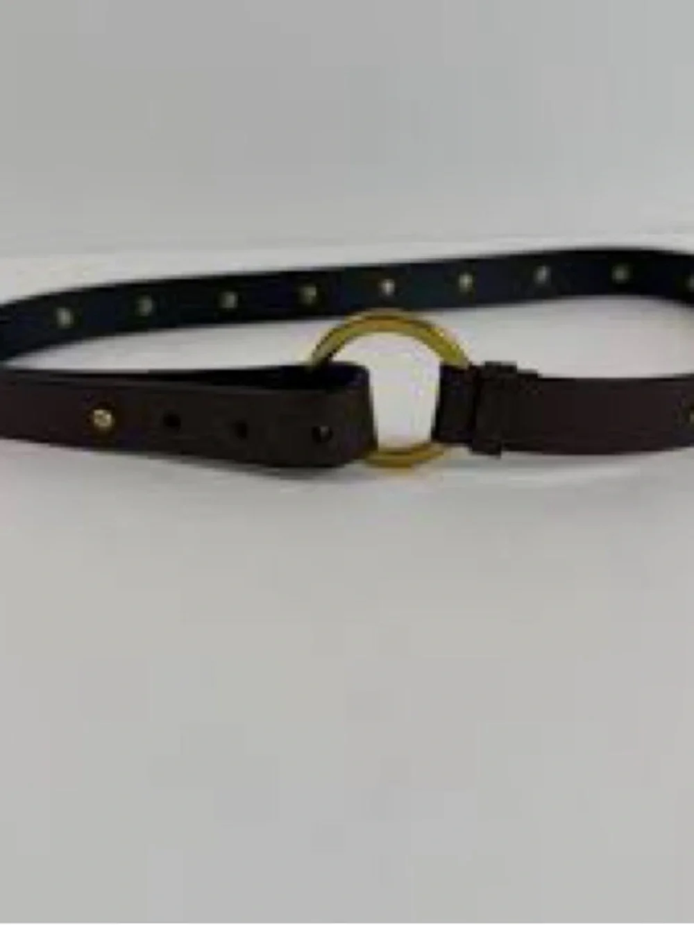 CAbi Brown Leather Belt with Gold Ring Buckle NWOT